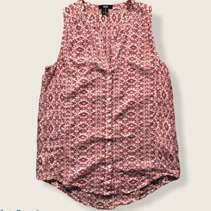 PAIGE Bonnie Sleeveless Button Down Shirt Top Ikat Geometric Red Cotton XS